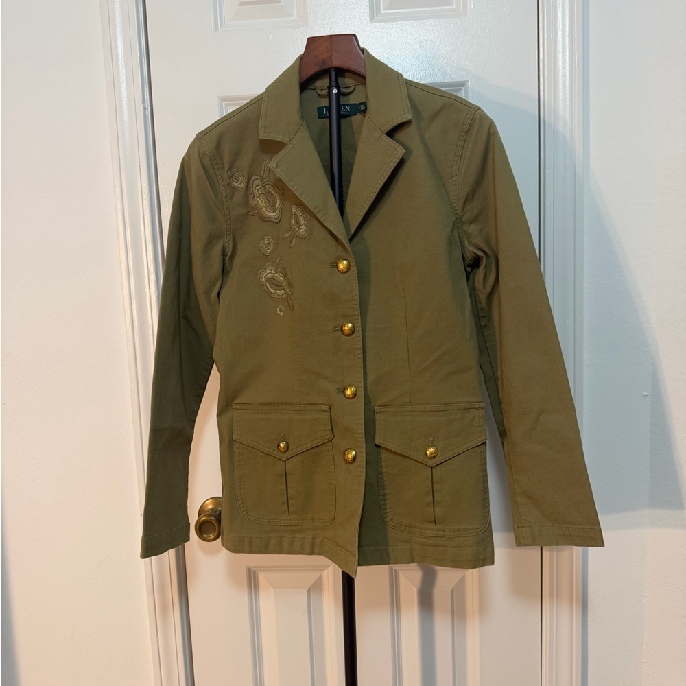 Lauren Ralph Lauren Green utility Military
Embroidered Blazer Jacket size 4